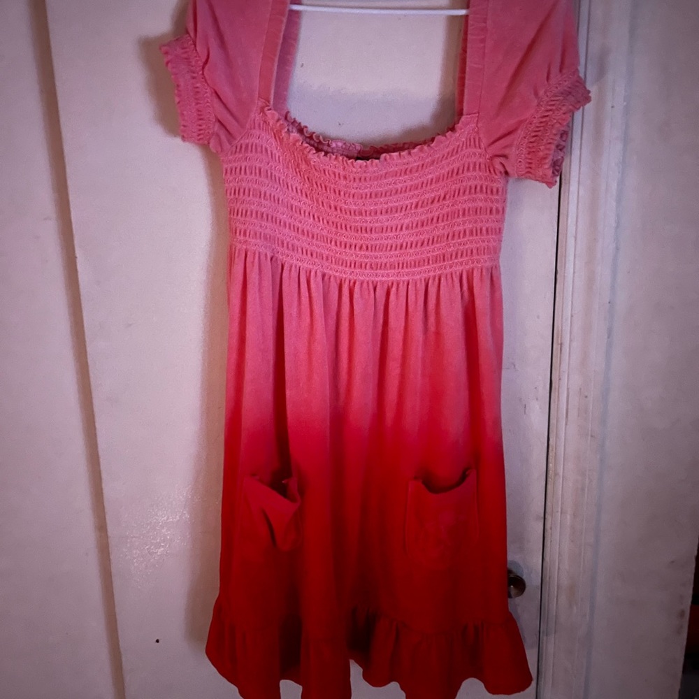 New Juicy Couture shirred Ombré short sleeve ruffled dress-XL WILL take trades